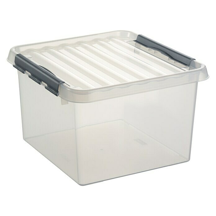 Sunware Aufbewahrungsbox Q-Line (L x B x H: 40 x 40 x 26 cm, Kunststoff, Transparent, Farbe Griff: Schwarz)