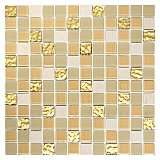 Mosaikfliese Crystal Mix SAM 4M362 (30 x 30 cm, Weiß/Gold)