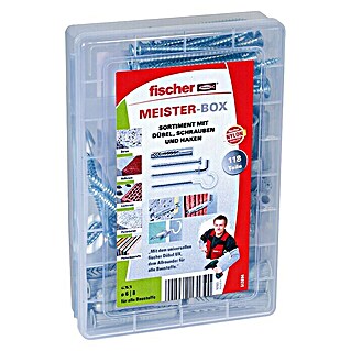 Fischer Meister-Box Universaldübel-Set UX/R (118 -tlg., Mit Schrauben/Haken, Nylon)