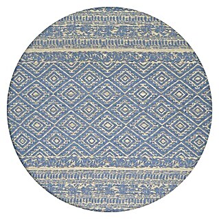 Kayoom Teppich Sunny Rund 100 (Blau, Durchmesser: 160 cm, 100% Polyester)