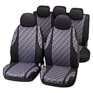 Funda para asientos de coche Jaquard (9 uds., Negro/Gris, Apto para: Vehículos con airbag)
