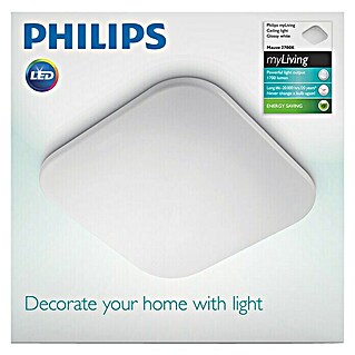 Philips Plafón LED Mauve (17 W, L x An x Al: 32,2 x 32,2 x 7,5 cm, Blanco)