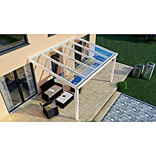 Terrassenüberdachung Special Edition (L x T: 400 x 300 cm, Verbundsicherheitsglas (VSG), Verkehrsweiß, Klar)