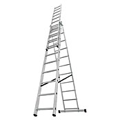 Escalera multiusos (Altura de trabajo: 7,25 m, 3 x 11 peldaños, Aluminio)
