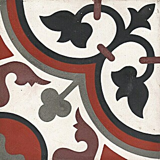Vintage by Palazzo Zementfliese Aliso White (20 x 20 cm, Schwarz/Rot/Braun/Weiß, Matt)