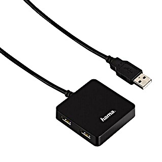 Hama USB-Hub (4 x USB-Kupplung 2.0, Schwarz)