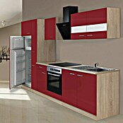 Respekta Küchenzeile KB300ESRCGKE (Breite: 300 cm, Mit Elektrogeräten, Rot)
