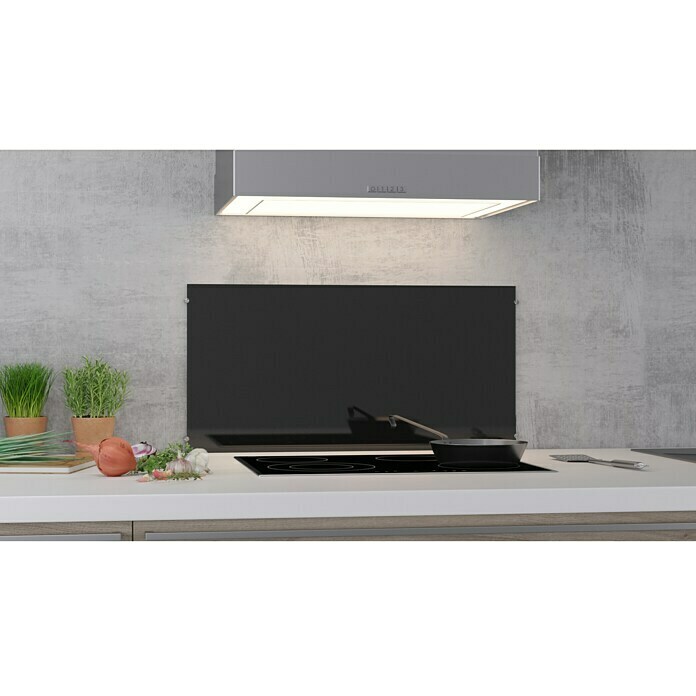 CUCINE Küchenrückwand (Schwarz, 80 x 40 cm, Stärke: 6 mm, Einscheibensicherheitsglas (ESG))