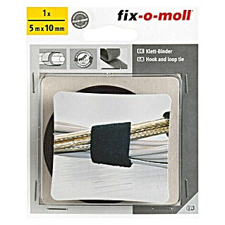 Fix-o-moll Kabelska spojnica na čičak Technic (5 m x 10 mm, Crne boje)