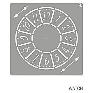 La Pajarita Plantilla decorativa Stencil Watch (Reloj, 20 x 20 cm, Plástico)