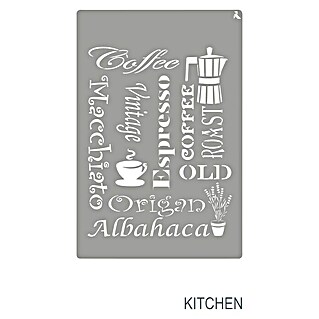 La Pajarita Plantilla decorativa Stencil Kitchen (Elementos de cocina, 20 x 30 cm, Plástico)