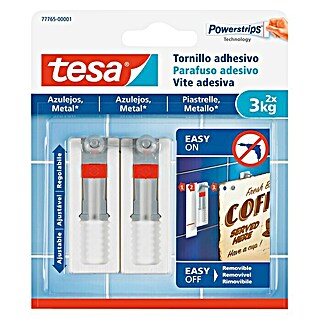 Tesa Tornillo adhesivo ajustable (Apto para: Baldosas, Carga soportada: 3 kg, 2 ud.)