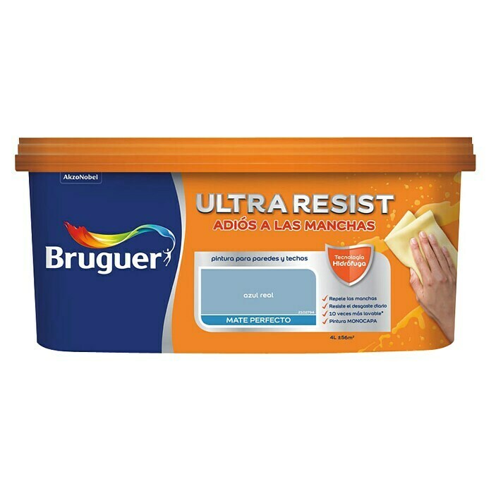 Bruguer Ultra Resist Pintura para paredes (Azul real, 4 l, Mate)