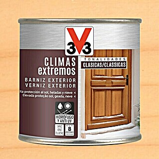 V33 Barniz para madera exterior Climas Extremos (Incoloro, Brillante, 250 ml)