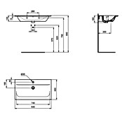 Ideal Standard Connect Air Einbauwaschbecken (46 x 84 cm, Keramik, Weiß)