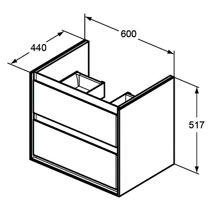 Ideal Standard Connect Air Waschtischunterschrank (44 x 60 x 51,7 cm, 2 Schubkästen, Braun/Weiß, Matt)