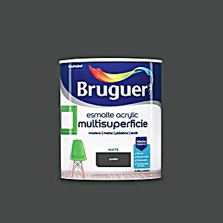 Bruguer Esmalte de color Acrylic Multisuperficie (Grafito, 750 ml, Mate)