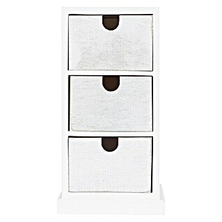 Caja de madera 3 cajones (10 x 11 x 21 cm, Blanco)