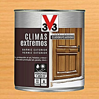 V33 Barniz para madera exterior Climas Extremos (Roble claro, Brillante, 750 ml)