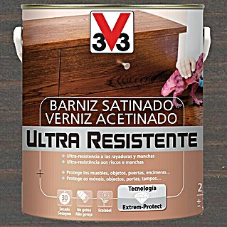 V33 Barniz para madera Satinado Ultra Resistente (Wengué, Satinado, 2,5 l)