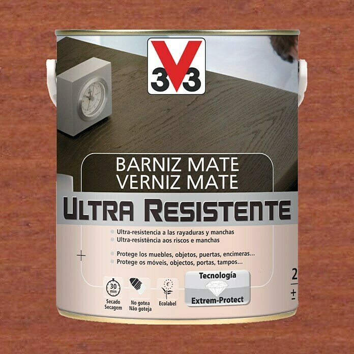 V33 Barniz para madera Mate Ultra Resistente (Sapelly, Mate, 2,5 l)