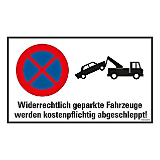Pickup Hinweisschild (L x B: 33 x 20 cm, Widerrechtlich geparkte Fahrzeuge werden abgeschleppt, Selbstklebend)