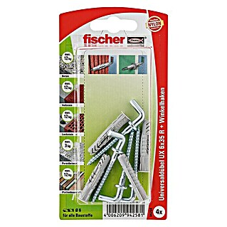 Fischer Universaldübel-Set UX WH (Ø x L: 6 x 35 mm, Winkelhaken, Nylon, 4 Stk.)