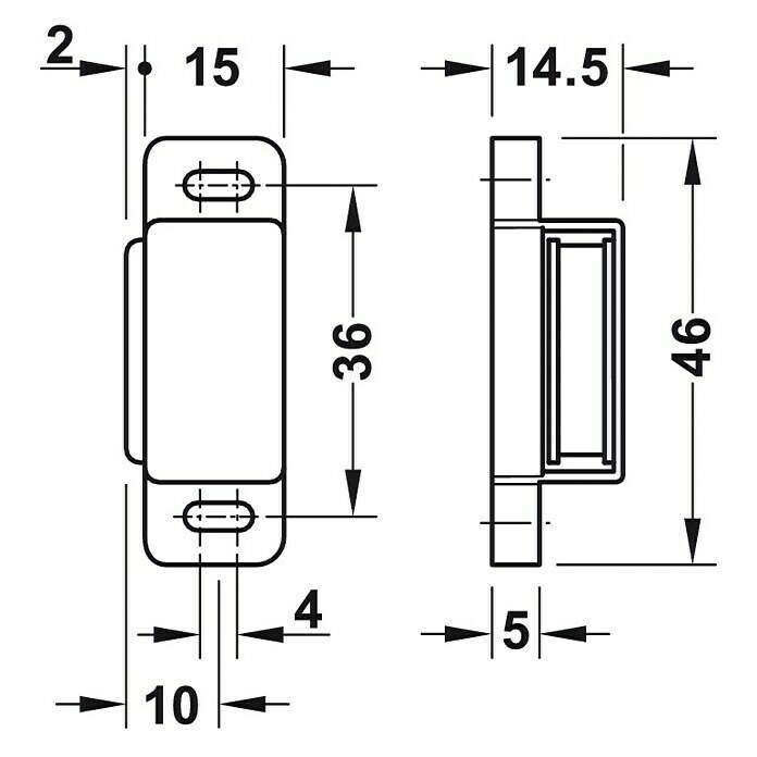 Häfele Magnetverschluss (Haftkraft: 2 kg, L x B x H: 15 x 13,5 x 45,5 mm, Braun)