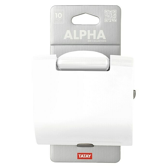 Tatay Alpha Portarrollos papel higiénico (Con tapa, Blanco, Plástico)