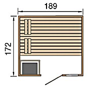 Weka Massivholzsauna Valida Sparset (Mit 9 kW Saunaofen mit integrierter Steuerung, Inkl. Spezial-Saunenleuchten-Set, 172 x 189 x 203,5 cm)