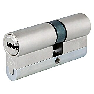 FAC Cilindro de perfil níquel satinado (Longitud total interior: 30 mm, Longitud total exterior: 40 mm, Número de llaves: 5 ud.)