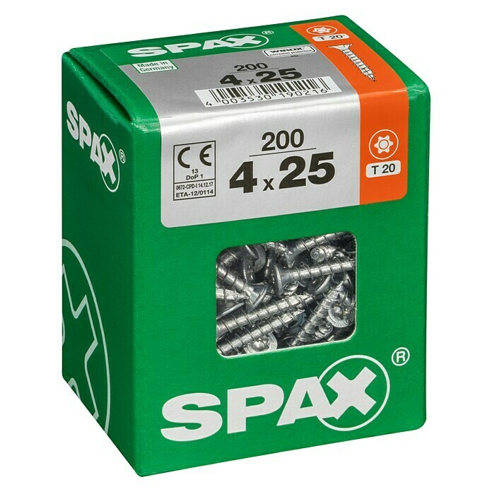Spax Universalschraube T-Star plus (Ø x L: 4 x 25 mm, WIROX Oberfläche, T-Star plus, 200 Stk.)