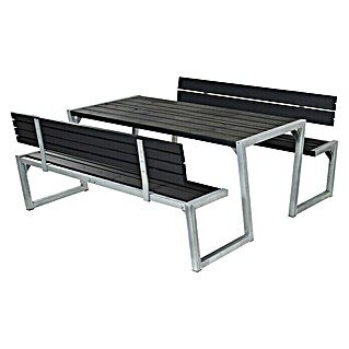 Plus Sitzgruppen-Set Zigma (3 -tlg., Schwarz/Silber, Mit 2 Rückenlehnen)