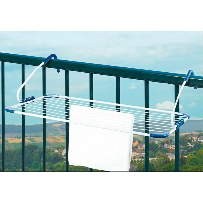 Tendedero de pared terraza (Longitud cuerda de tender: 10 m, Blanco, Ancho: 105 cm)