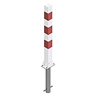 Schake Sperrpfosten (L x B x H: 70 x 70 x 1.300 mm, Stahl, Einbetonieren, Weiß/Rot, Profilzylinderschloss)
