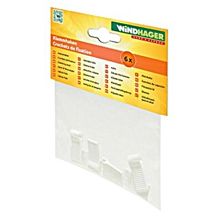 Windhager Sonnenschutz-Befestigung Klemmhaken (6 Stk., Geeignet für: Sonnensegel mit Seilspanntechnik, Kunststoff, Weiß)