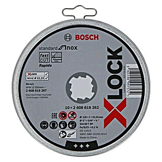 Bosch Professional X-Lock Trennscheibe X-Lock Standard for Inox (125 mm, Stärke Scheibe: 1 mm, 10 Stk., Geeignet für: Metall)