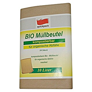 Quickpack Müllbeutel Bio-Abfallbeutel (Fassungsvermögen: 10 l, 10 Stk., Braun)