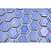 Mosaikfliese Hexagon Uni HX 280 (26 x 30 cm, Blau, Glänzend)