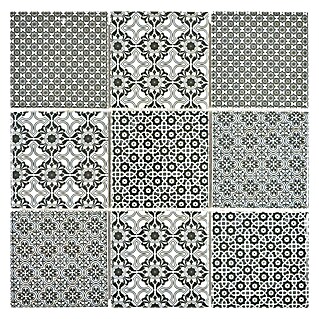 Mosaikfliese Quadrat Classico (29,8 x 29,8 cm, Weiß/Schwarz/Grau, Glänzend)