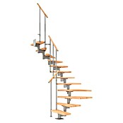 Dolle Mittelholmtreppe Cork (Breite: 75 cm, Mittelgrau Metallic, 2/4-gewendelt, Farbe Stufen: Buche Natur, Geschosshöhe: 222 - 270 cm)