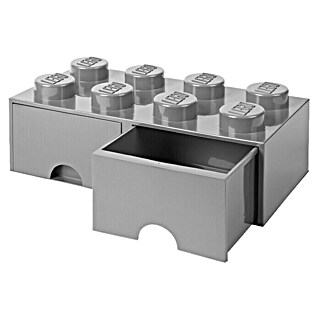 Lego Schubladenbox Brick (L x B x H: 50 x 25 x 18 cm, Grau, Anzahl Schubladen: 2 Stk.)
