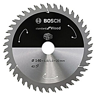 Bosch Kreissägeblatt Standard for Wood (Durchmesser: 140 mm, Bohrung: 20 mm, Anzahl Zähne: 42 Zähne)