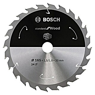Bosch Kreissägeblatt Standard for Wood (Durchmesser: 165 mm, Bohrung: 20 mm, Anzahl Zähne: 24 Zähne)