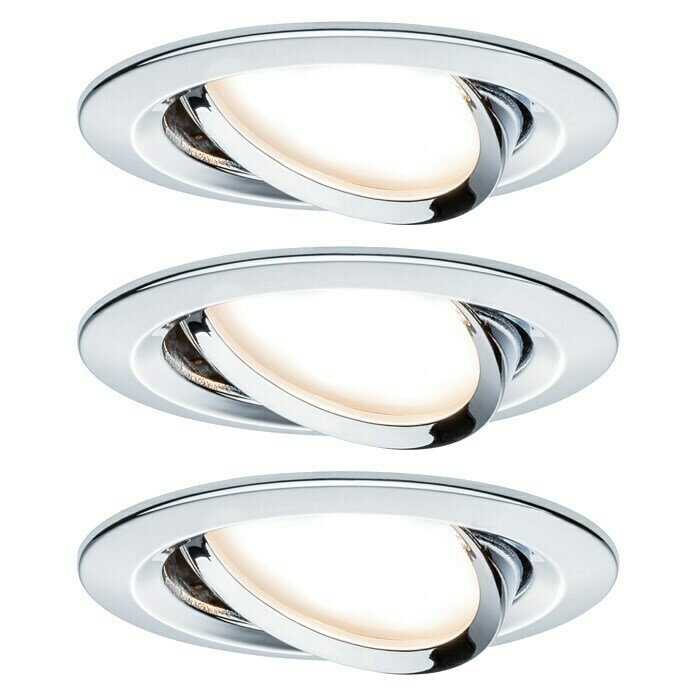 Paulmann LED-Einbauleuchten-Set Nova  (6,5 W, Chrom, Durchmesser: 8,4 cm, 3 Stk.)