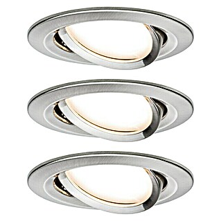 Paulmann LED-Einbauleuchten-Set rund Nova (6,5 W, Ø x H: 8,4 x 4,5 cm, Eisen gebürstet, 3 Stk., Warmweiß)