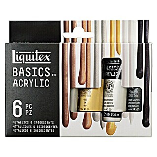 Liquitex Basics Acrylfarben-Set Metallic (Farbig sortiert, 6 Stk. x 22 ml, Tube)