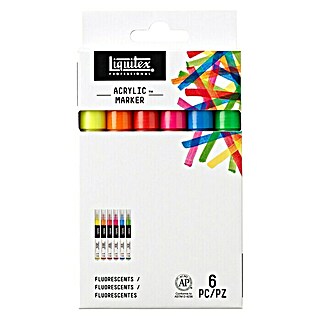 Liquitex Professional Set markera Paint Marker Fluo (6 Kom., 2 mm, Pravokutni vrh)
