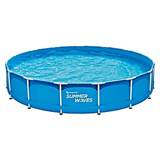 Frame-Pool-Set Summer Waves (Ø x H: 366 x 91 cm, Fassungsvermögen: 8,5 m³, Blau)