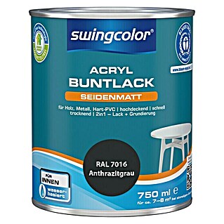 swingcolor Buntlack Acryl (Anthrazitgrau, 750 ml, Seidenmatt)